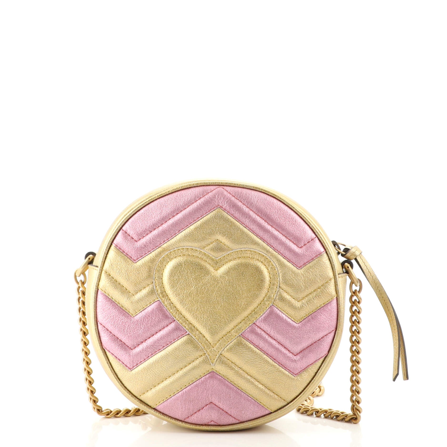 GG Marmont Round Shoulder Bag Matelasse Leather Mini
