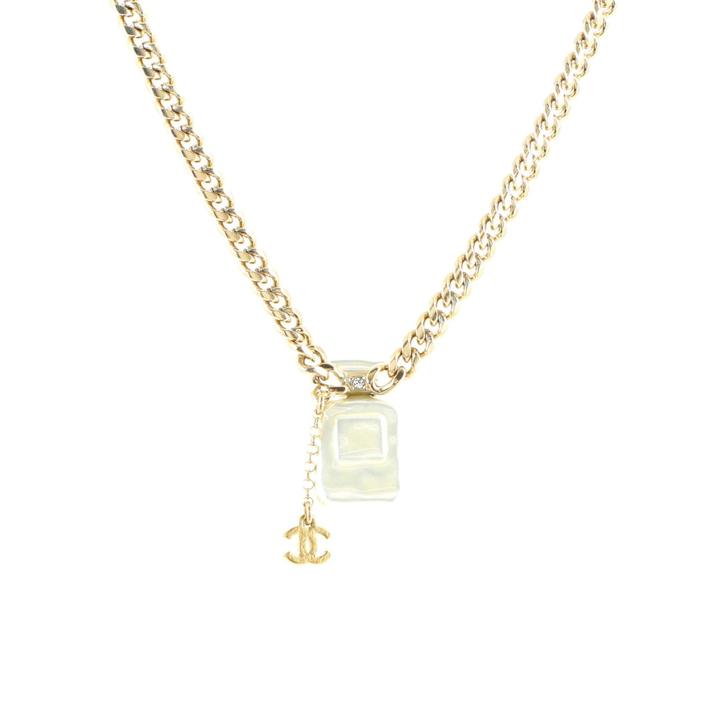 CC No.5 Perfume Bottle Pendant Short Necklace Metal with Resin and Crystals