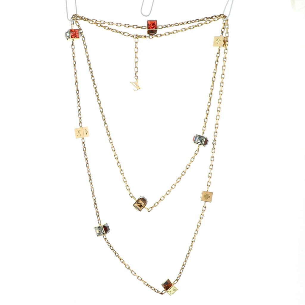 Gamble Long Necklace Metal and Crystals
