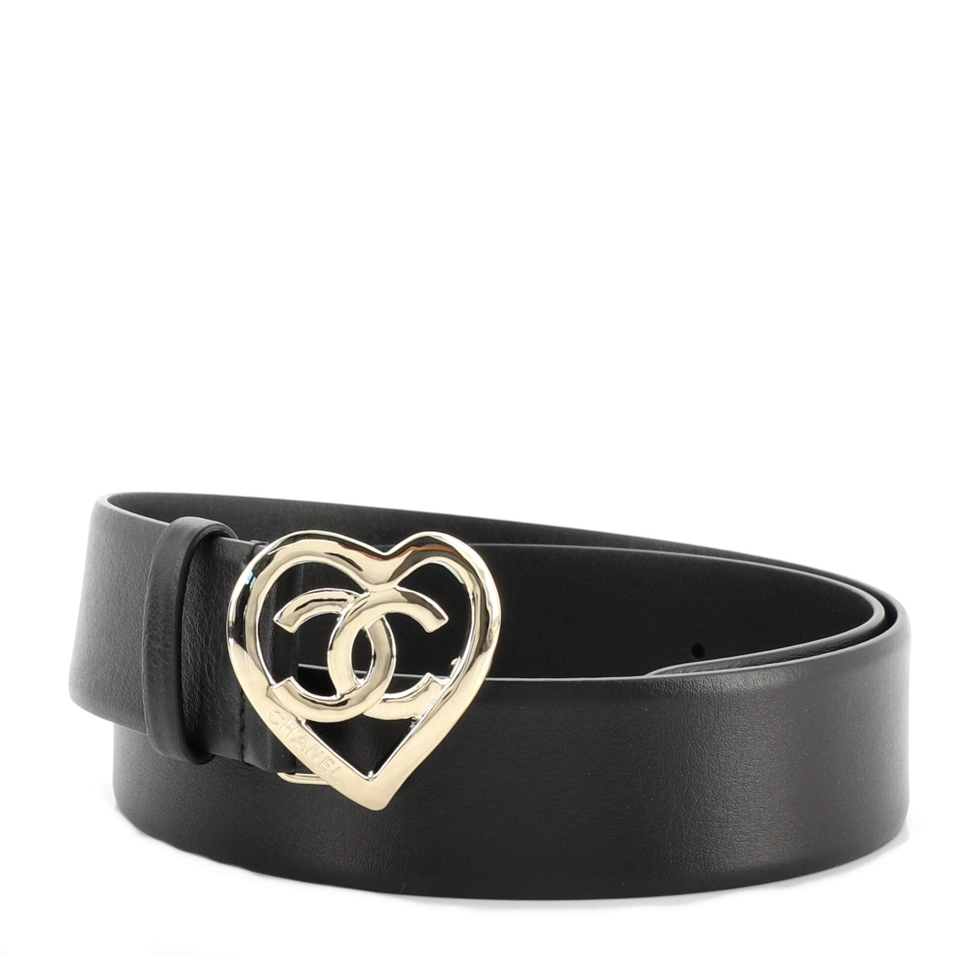 Coco In Love Heart Buckle Belt Leather Wide 85