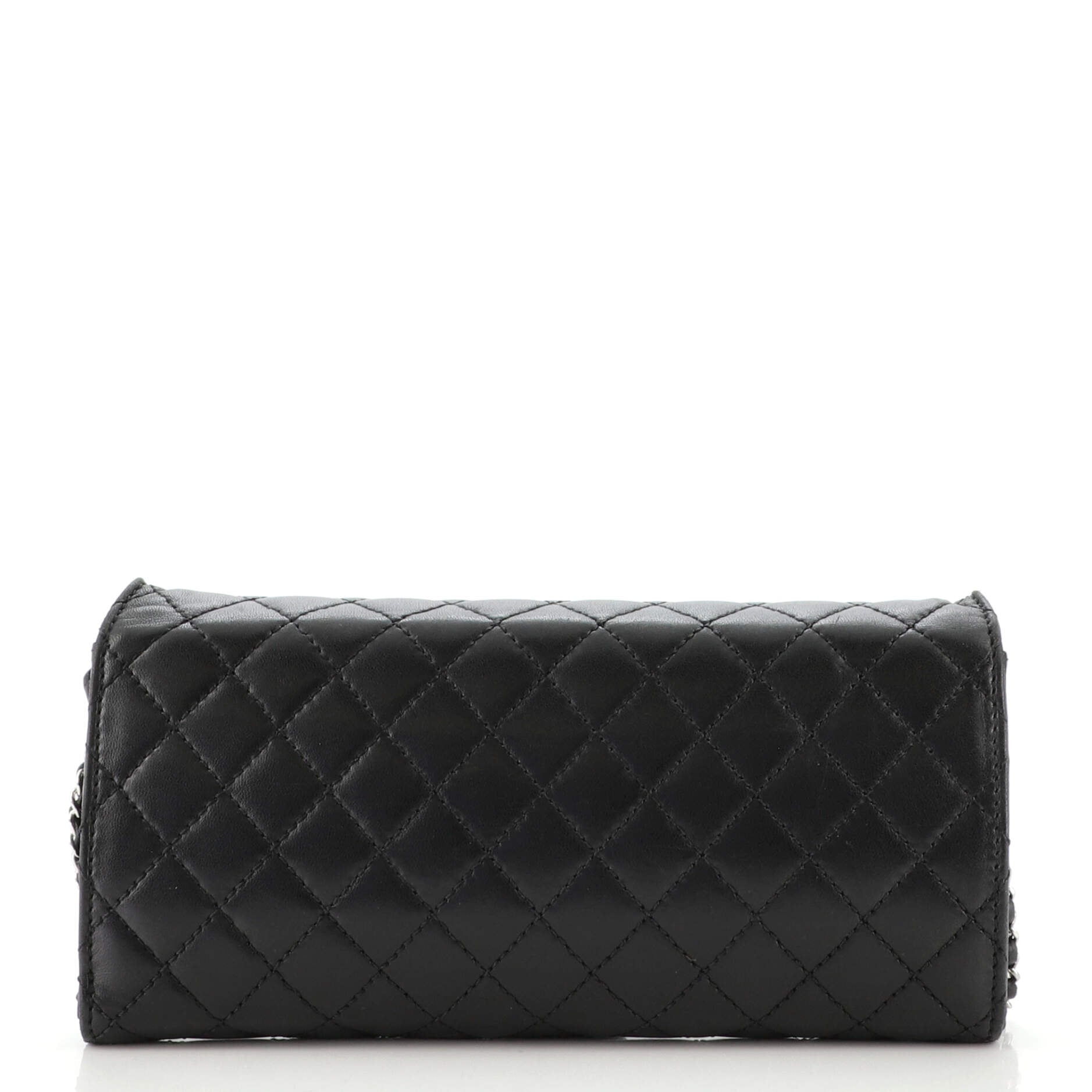 Wallet On Chain Clutch Quilted Lambskin East West
