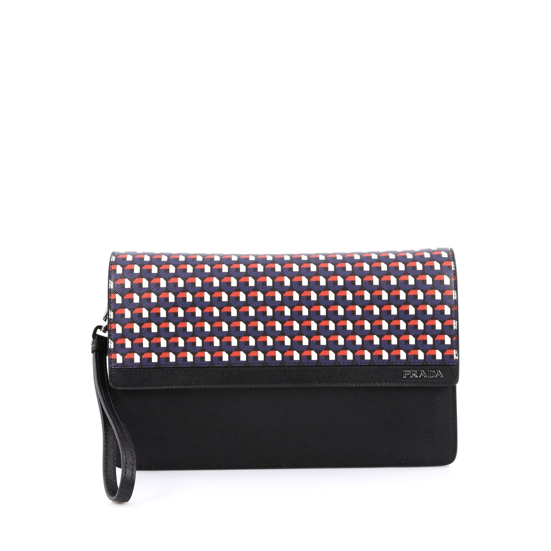 Wristlet Clutch Printed Saffiano Leather Medium