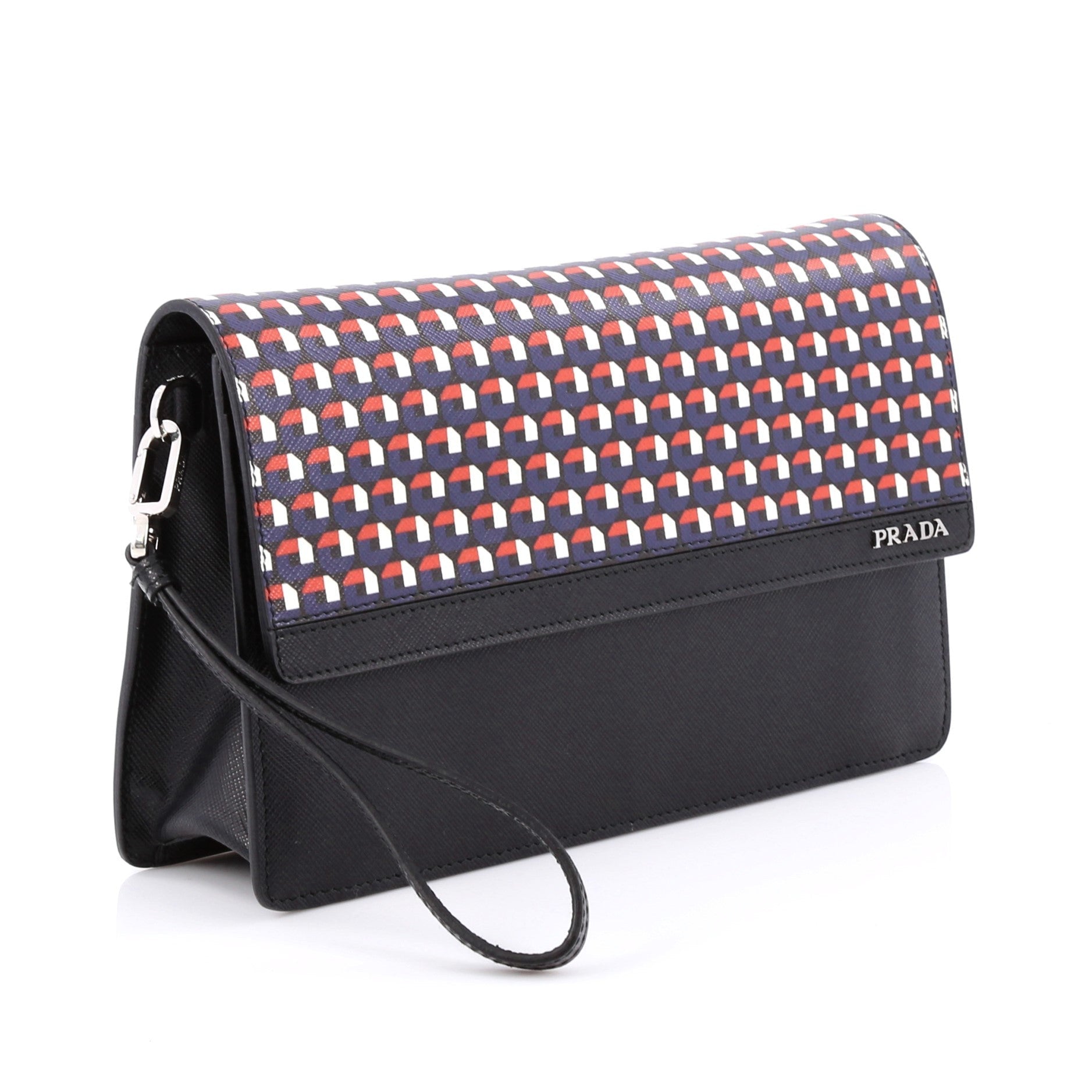 Wristlet Clutch Printed Saffiano Leather Medium