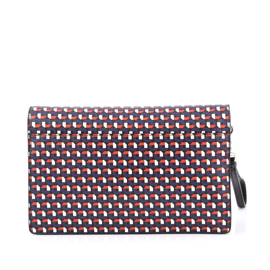 Wristlet Clutch Printed Saffiano Leather Medium