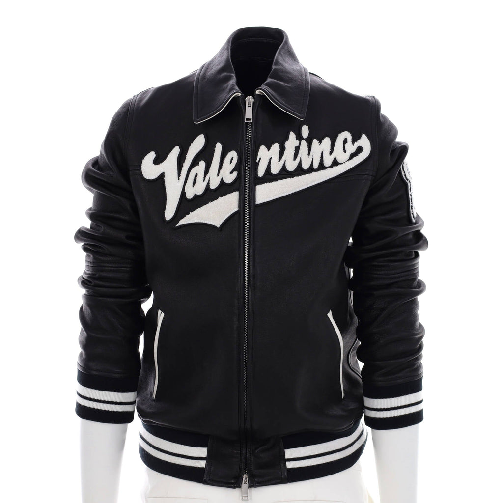 Men's Logo Patch Bomber Jacket Lambskin with Cotton Blend