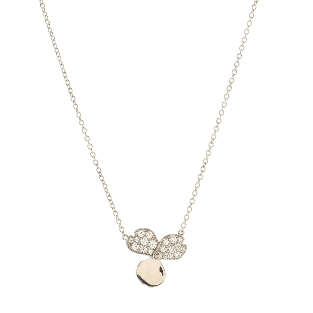 Paper Flowers Pendant Necklace Platinum and Diamonds Small