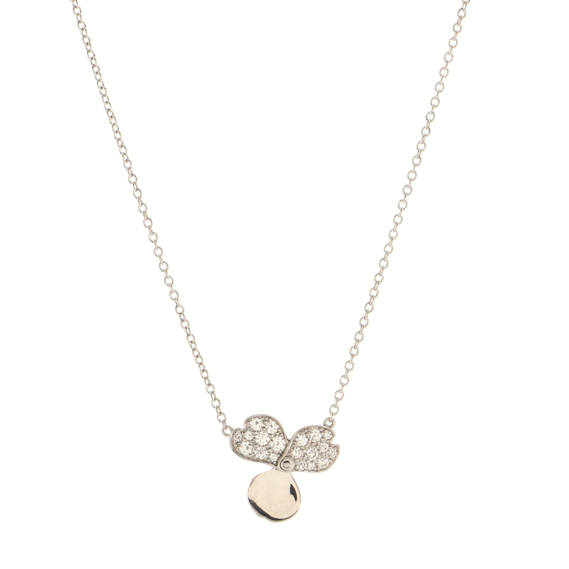 Paper Flowers Pendant Necklace Platinum and Diamonds Small