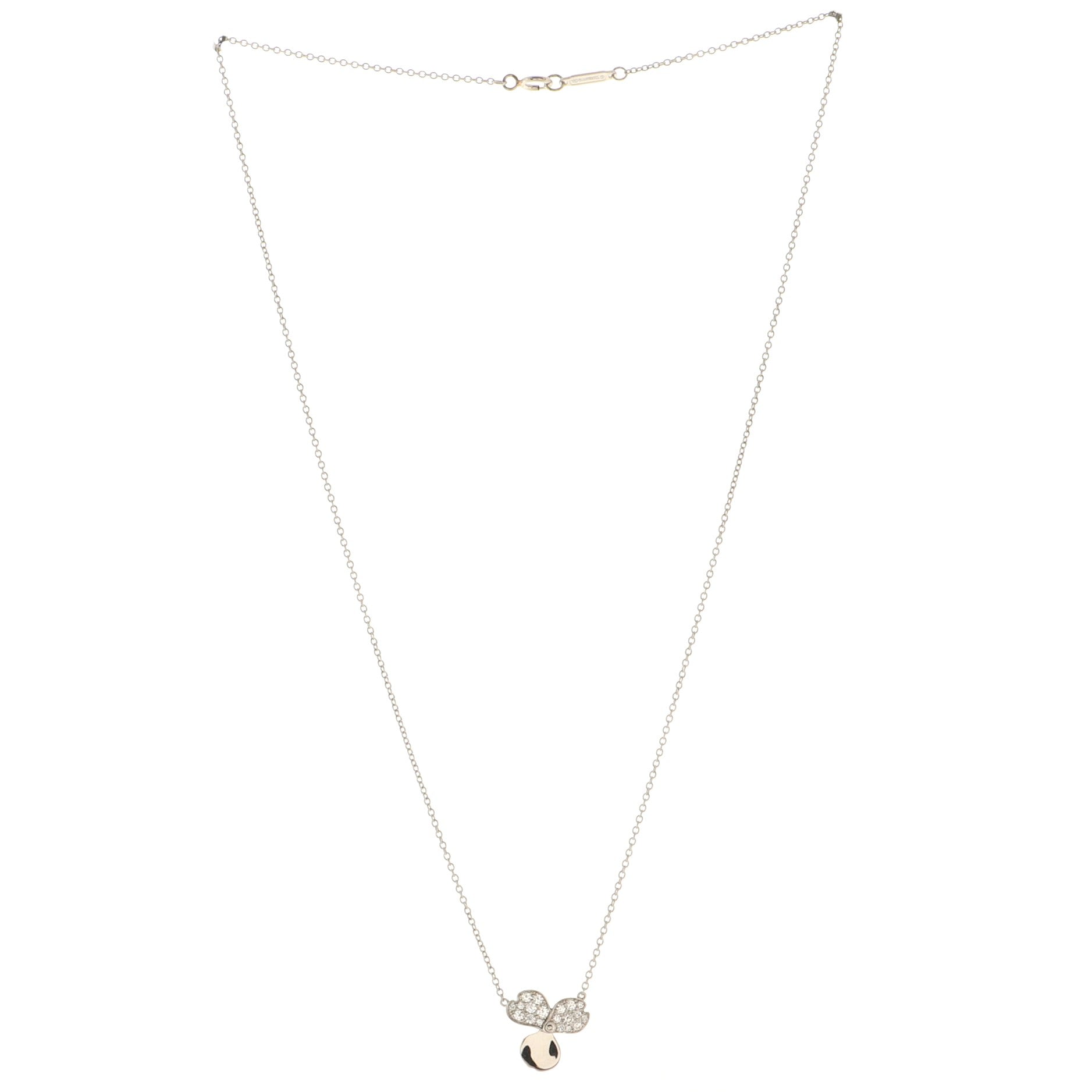 Paper Flowers Pendant Necklace Platinum and Diamonds Small