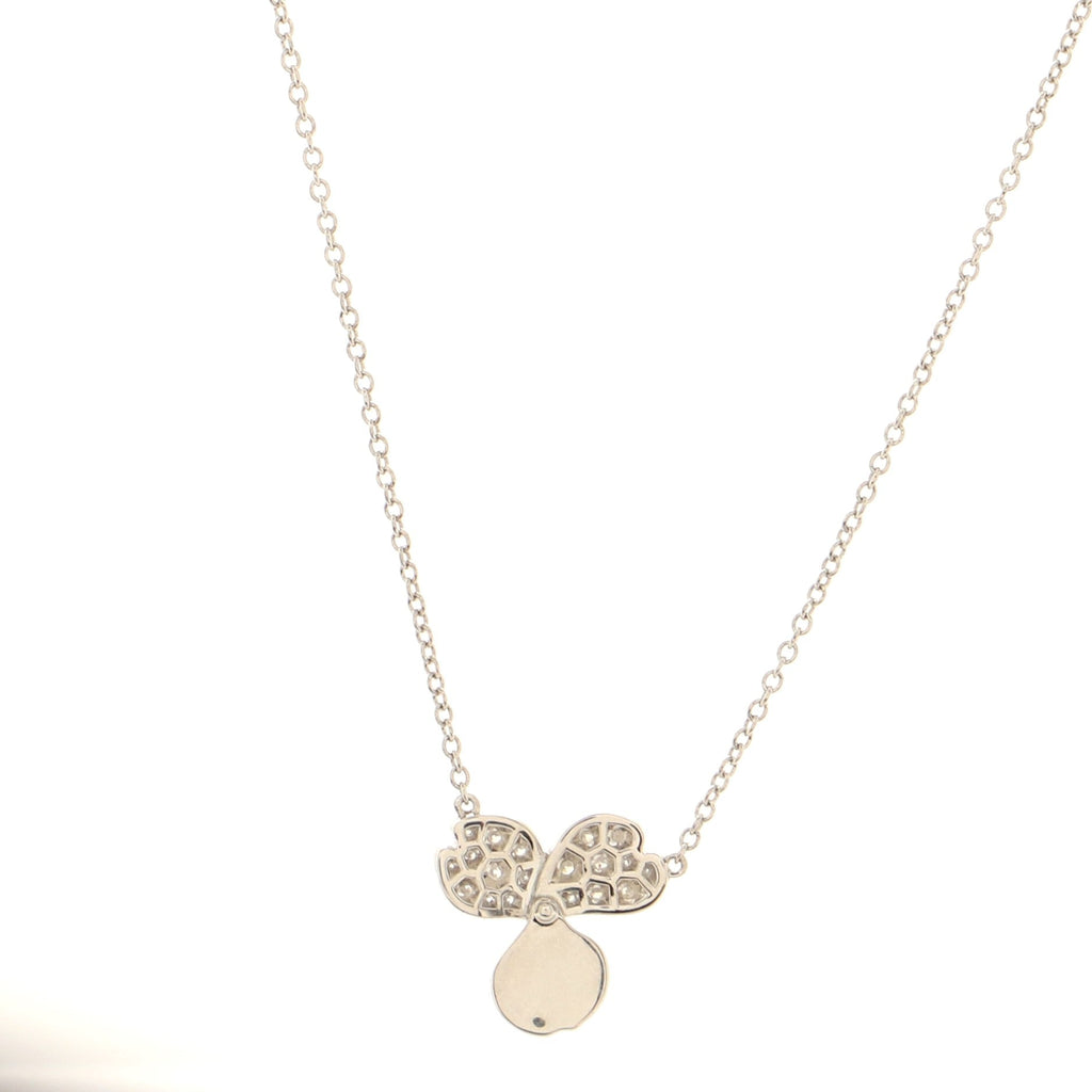 Paper Flowers Pendant Necklace Platinum and Diamonds Small