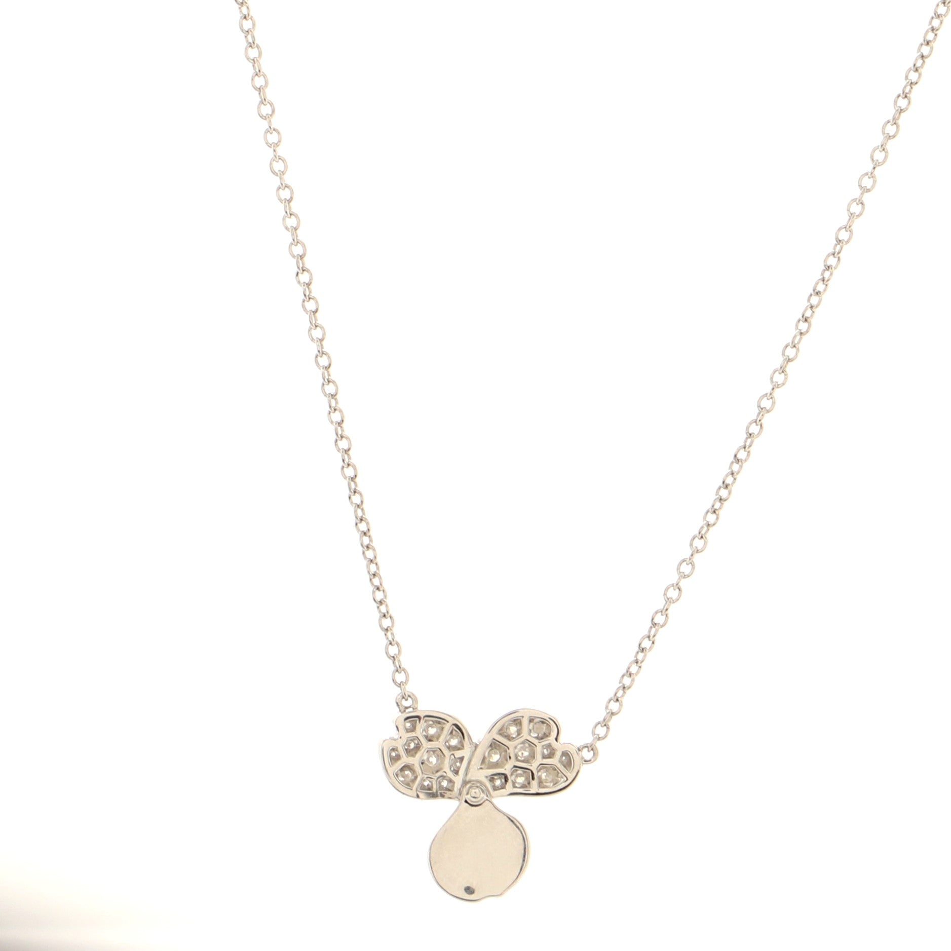 Paper Flowers Pendant Necklace Platinum and Diamonds Small