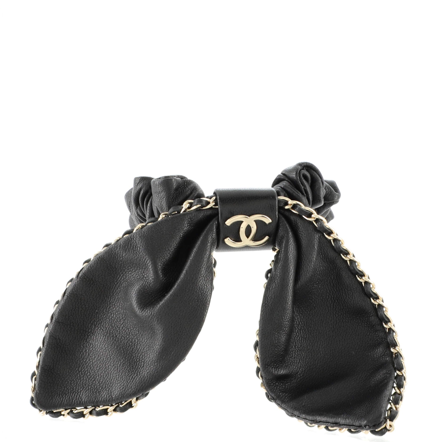 CC Chain Around Bow Scrunchie Lambskin XS