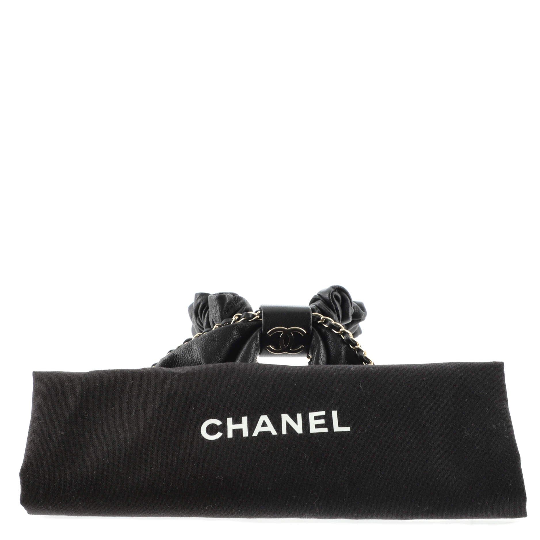CC Chain Around Bow Scrunchie Lambskin XS