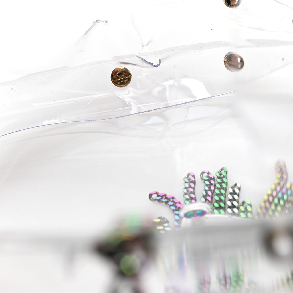Plexiglass Iridescent Chain Fringe CC Clutch Clear
