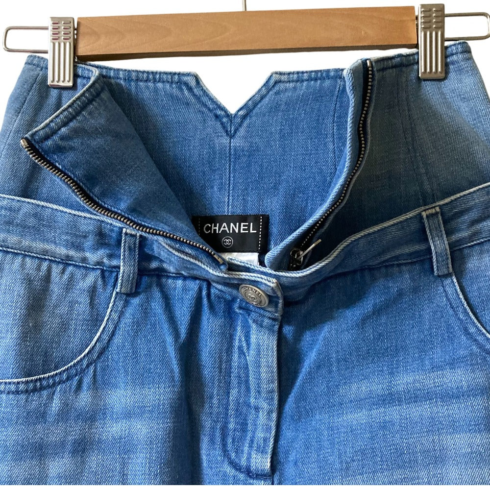 Chanel Coco Mark Panel Denim Skirt