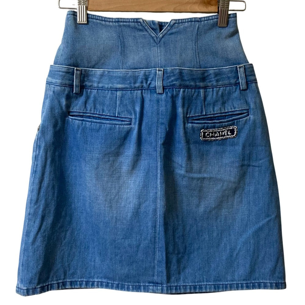 Chanel Coco Mark Panel Denim Skirt