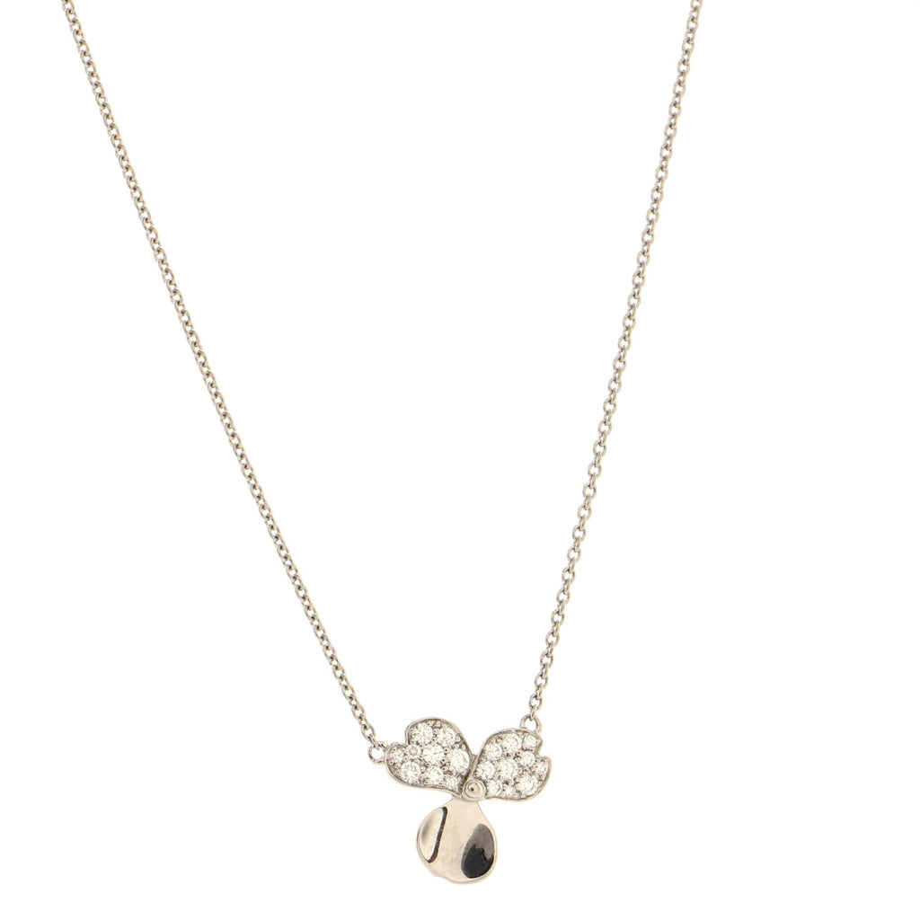 Paper Flowers Pendant Necklace Platinum and Diamonds Small