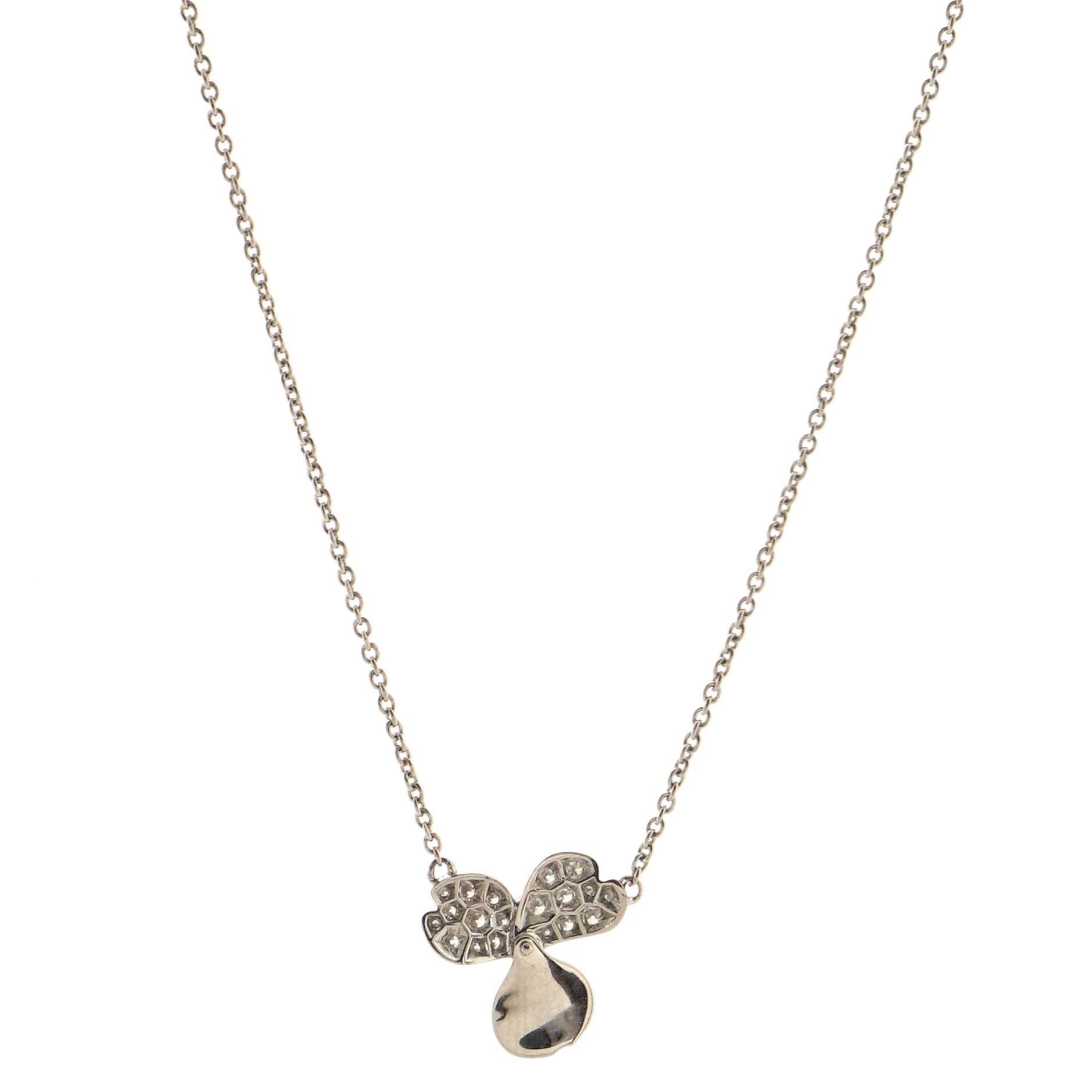 Paper Flowers Pendant Necklace Platinum and Diamonds Small