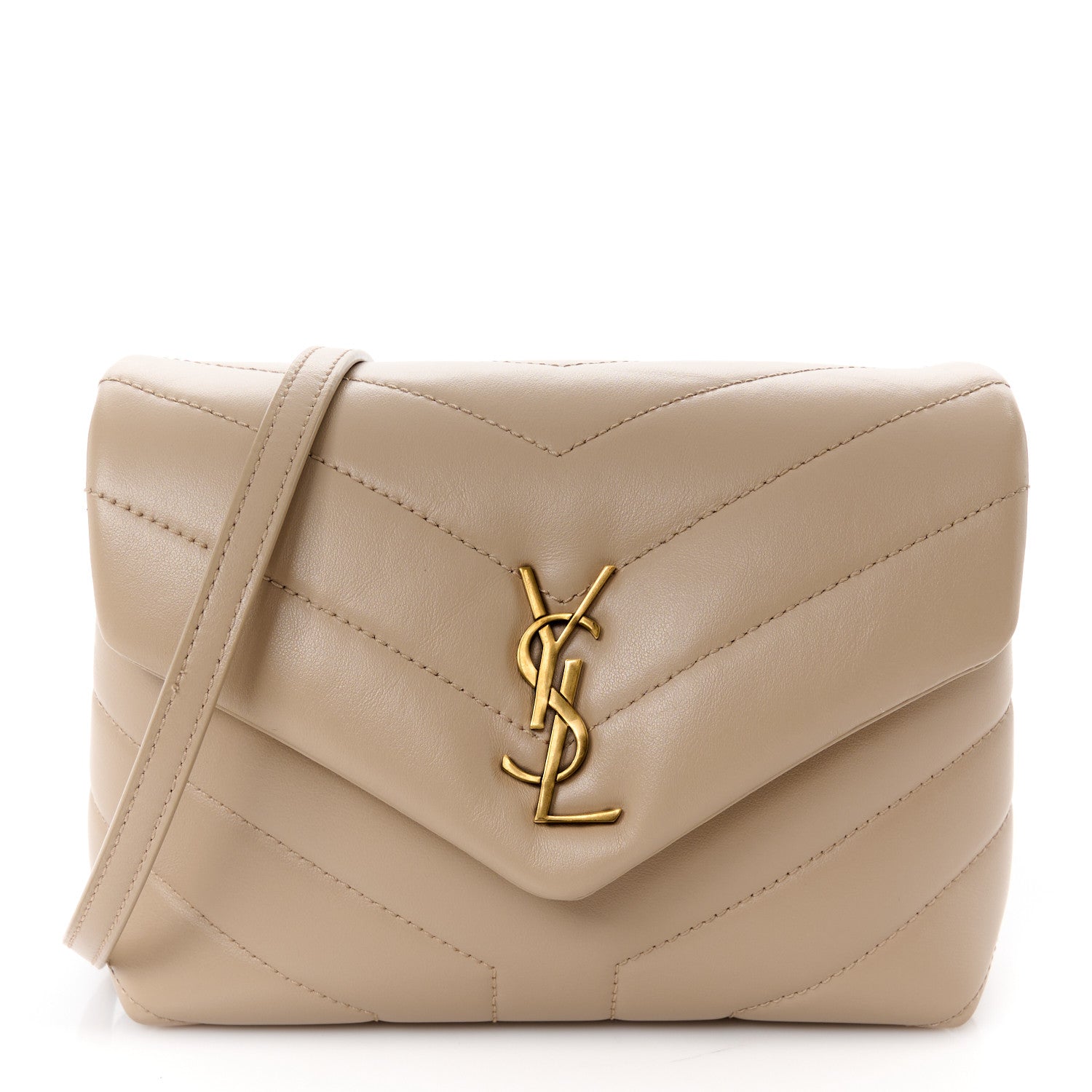 Calfskin Y Quilted Monogram Toy Loulou Crossbody Bag Dark Beige