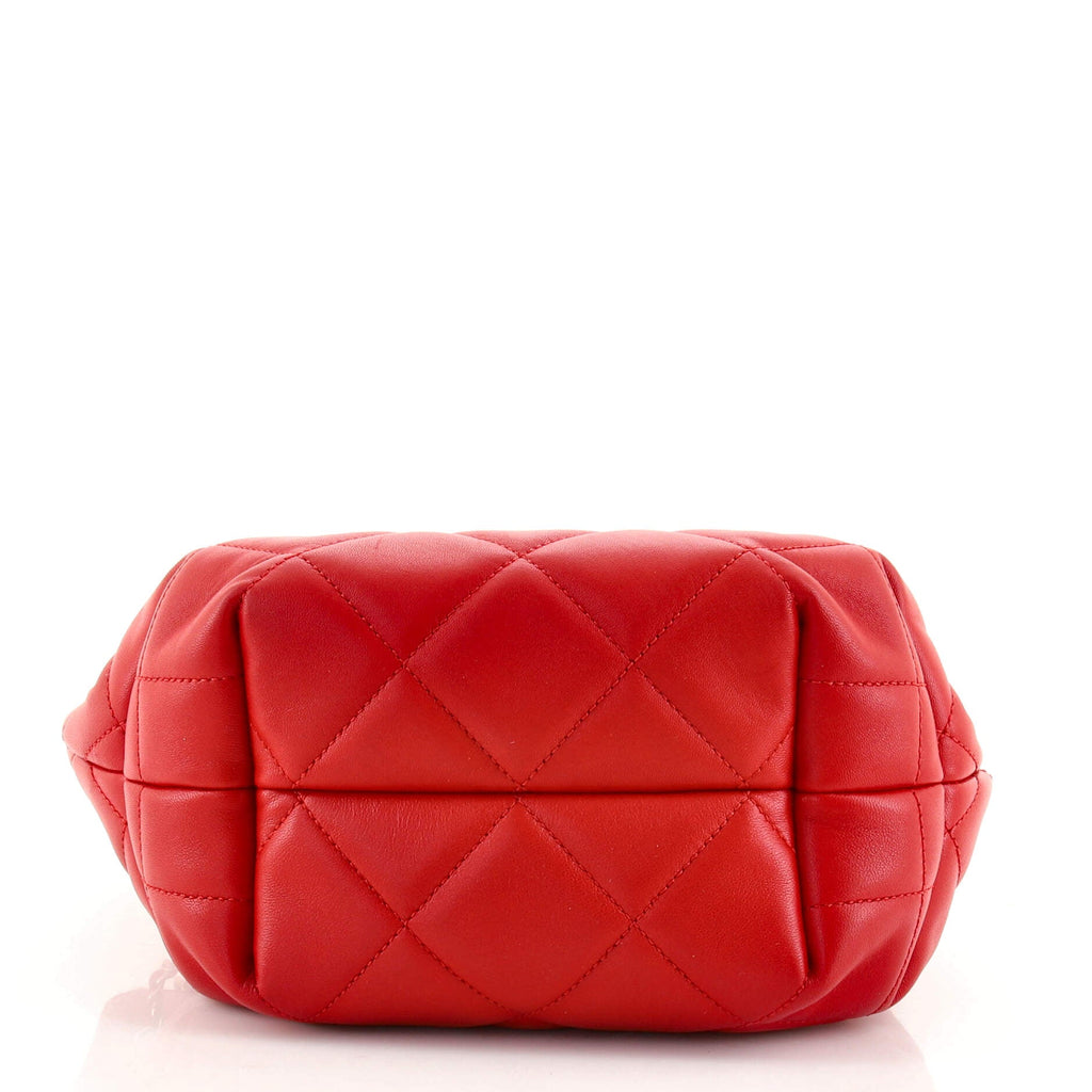 CC Chain Drawstring Bucket Bag Quilted Lambskin Mini