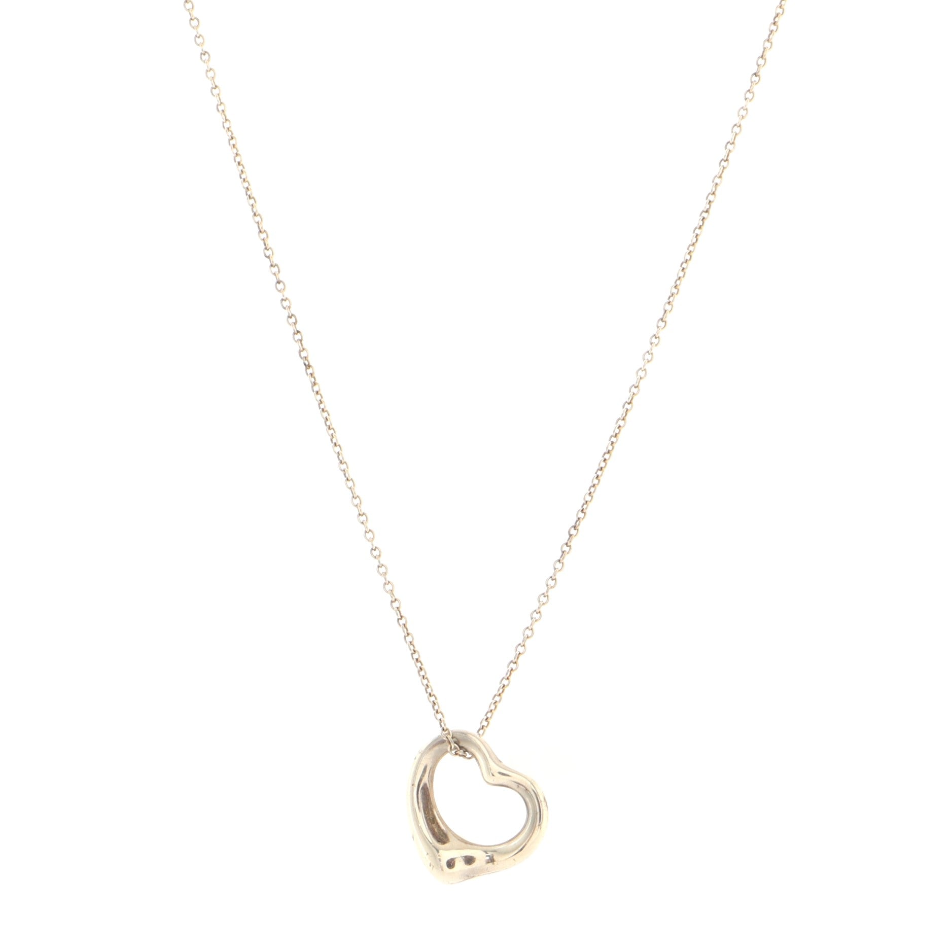 Elsa Peretti Open Heart Pendant Necklace Sterling Silver 16mm