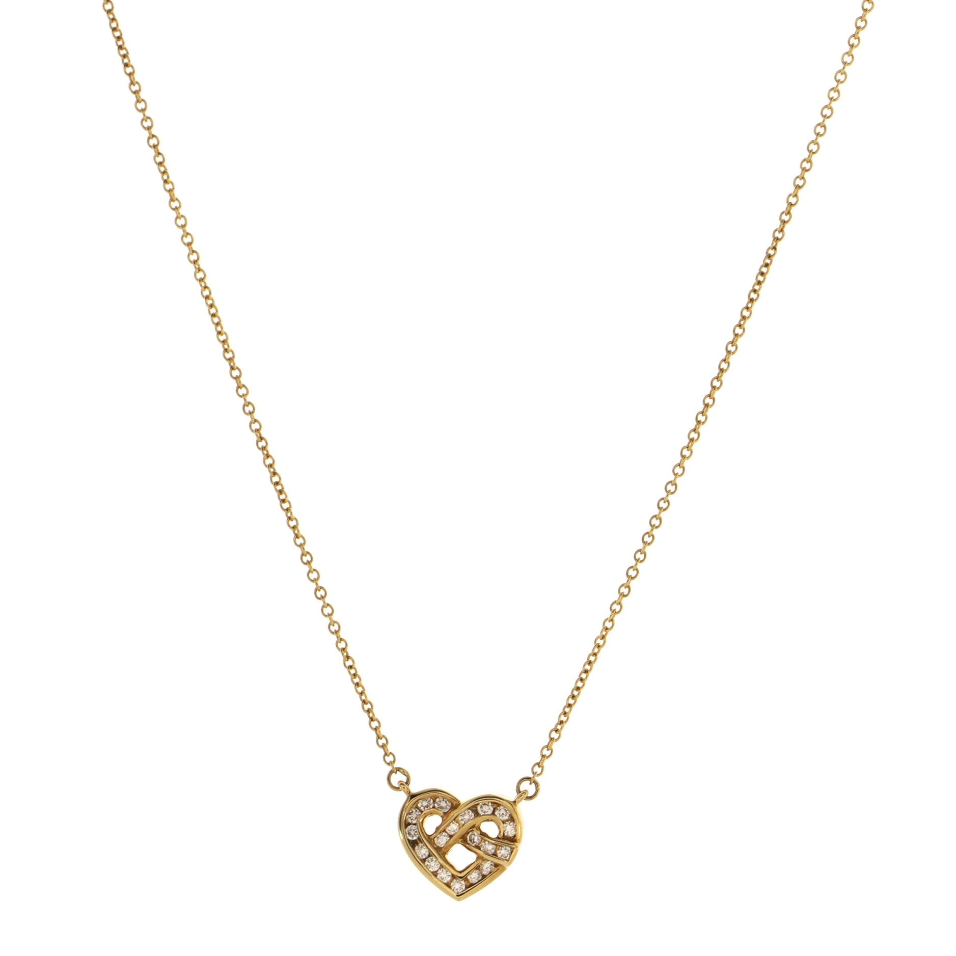 Heart Pendant Necklace 18K Yellow Gold and Diamond
