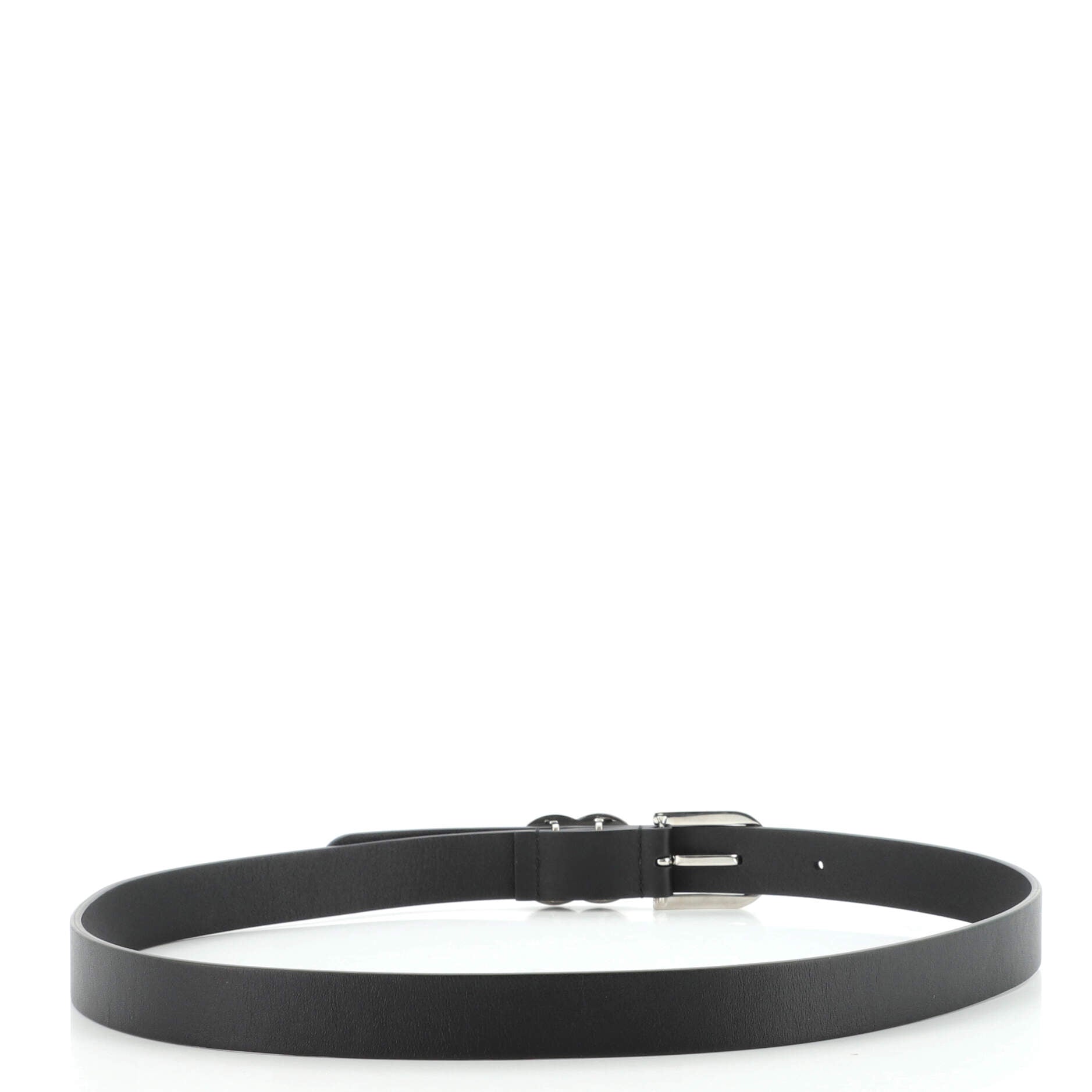 CC Buckle Belt Leather with Crystal Embellished Metal Thin 90