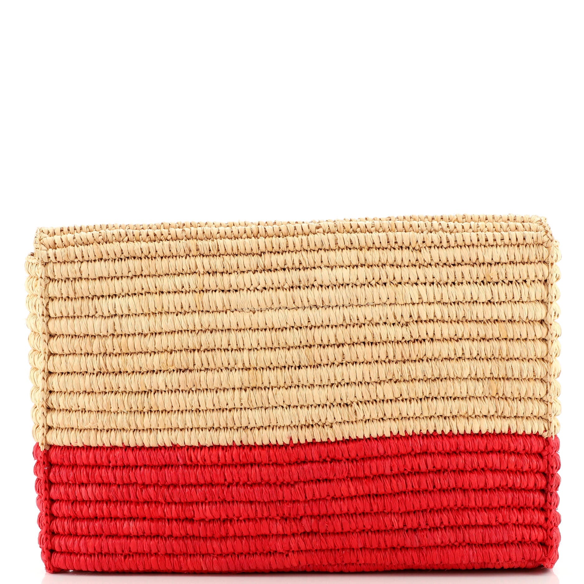 Classic Studs Flap Clutch Woven Raffia