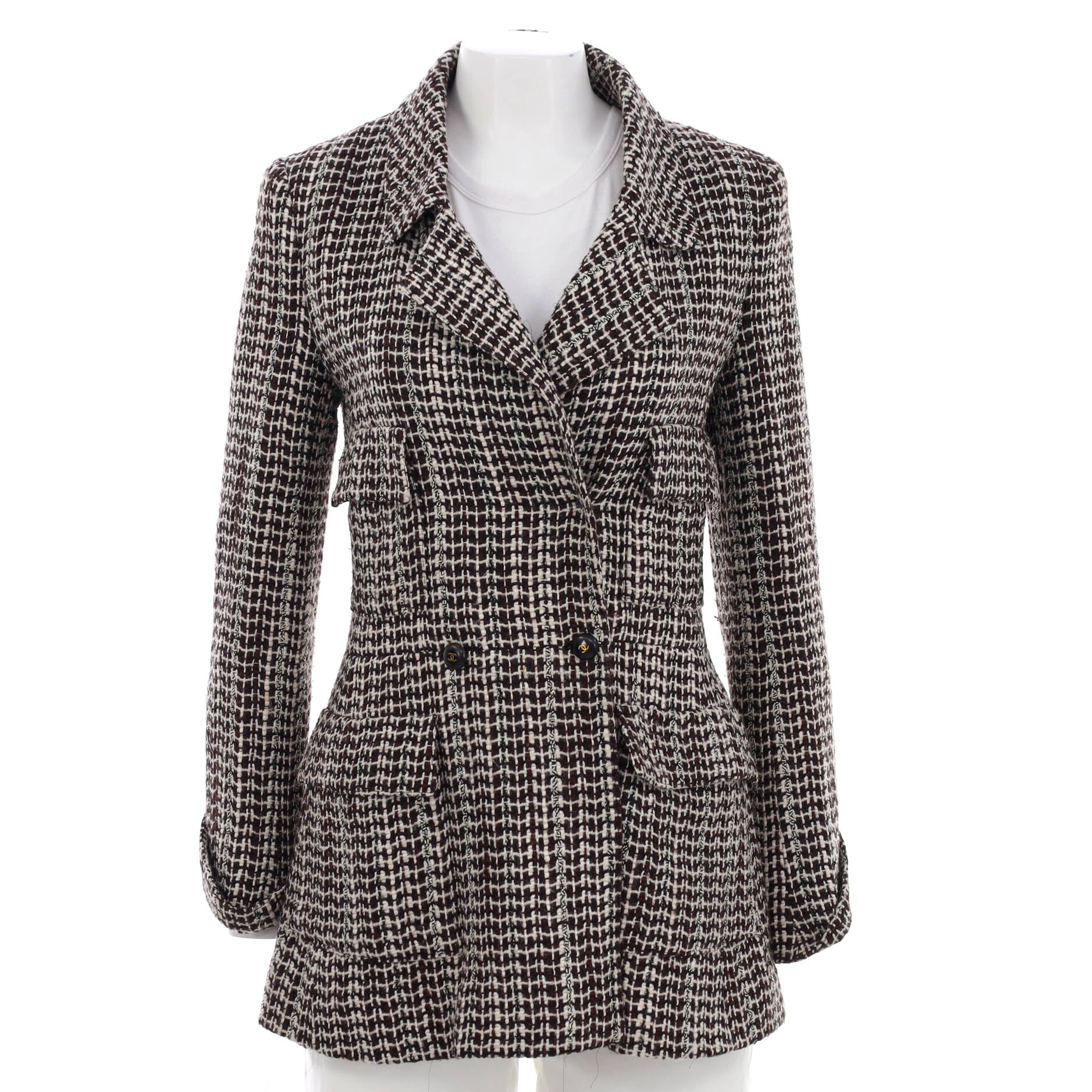 Women's Four Pocket Double Breasted Jacket Tweed