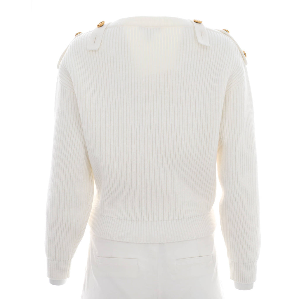Women's Nautical Shoulder Detail Sweater Cotton Blend