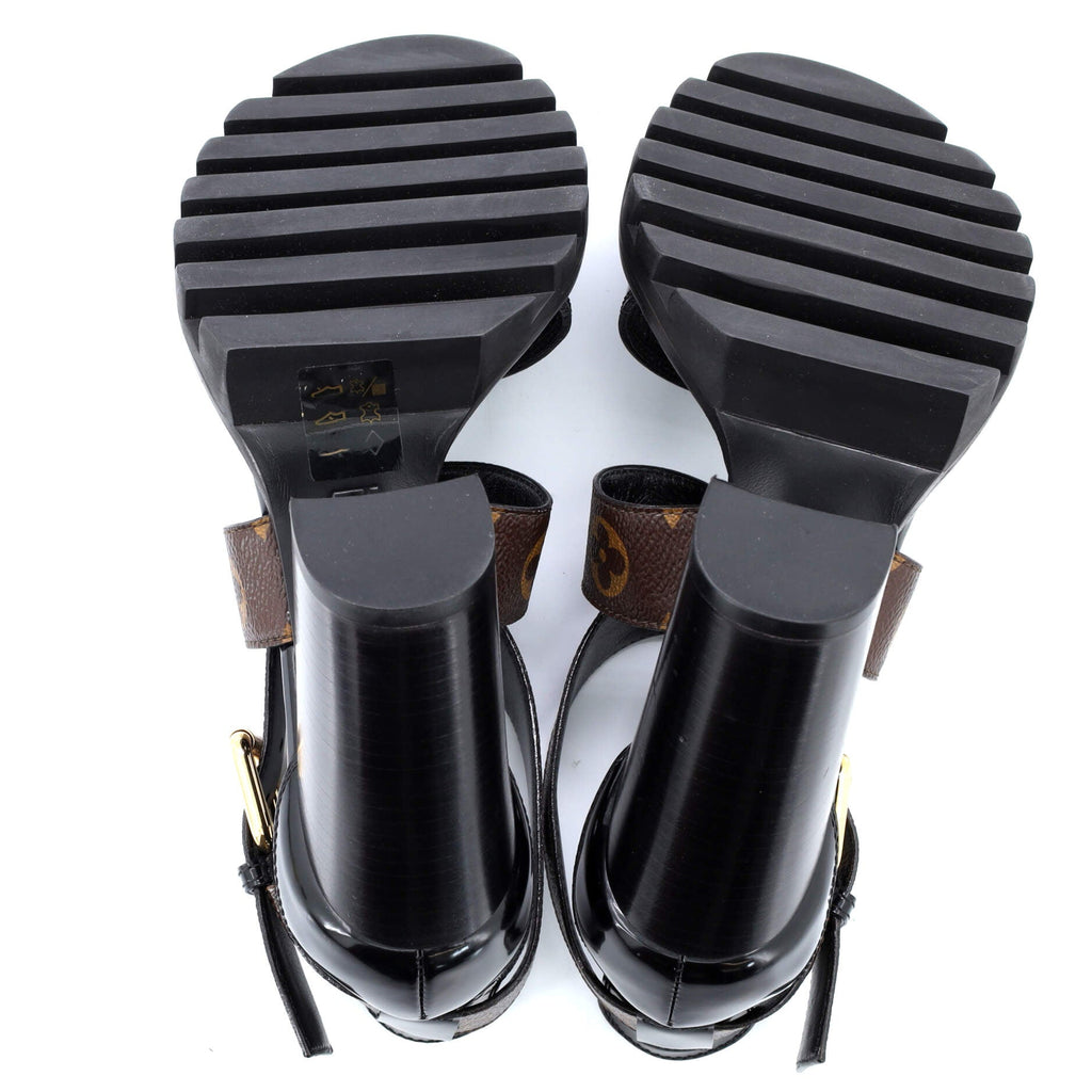 Women's Star Trail Slingback Sandal Heels Monogram Canvas with Patent