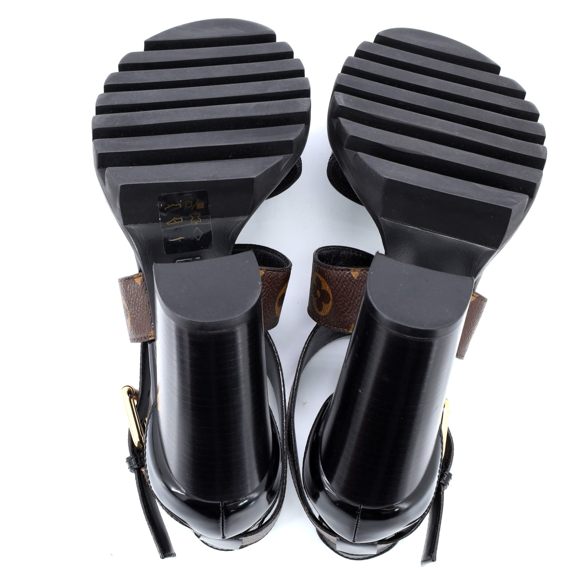 Women's Star Trail Slingback Sandal Heels Monogram Canvas with Patent