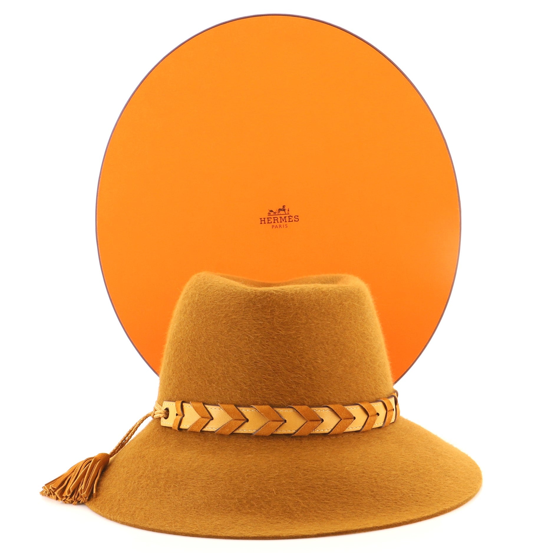 Braided Tassel Fedora Hat Felt with Leather XXL