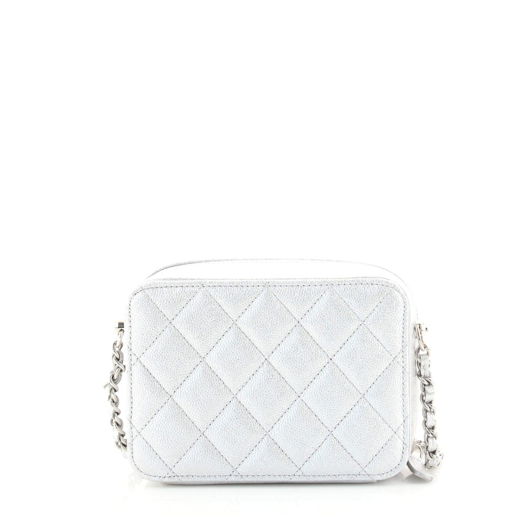 Zip Around Vanity Case with Chain Quilted Caviar Mini