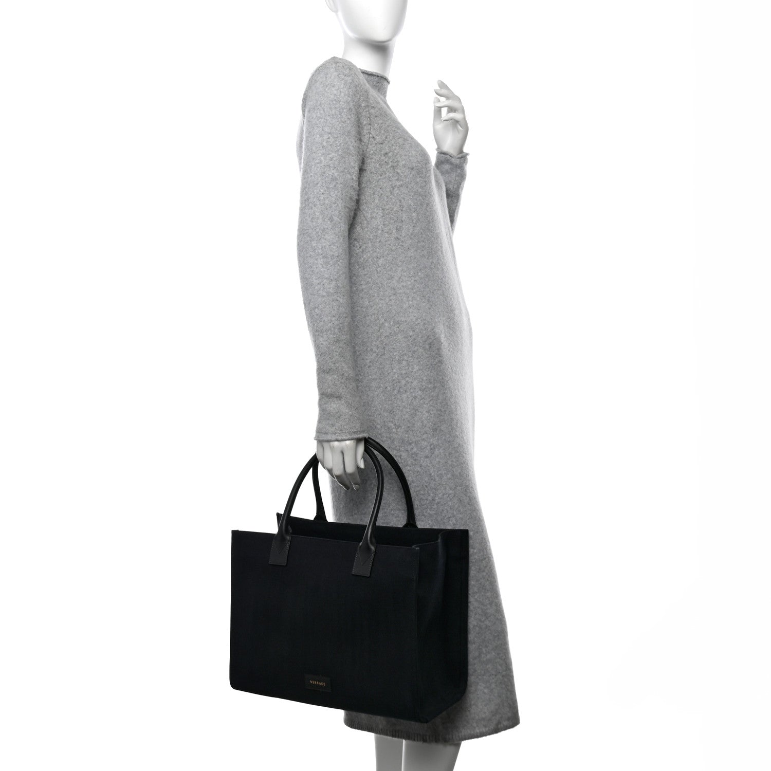 Canvas Suppler Calfskin Cabas GV Signature Tote Black