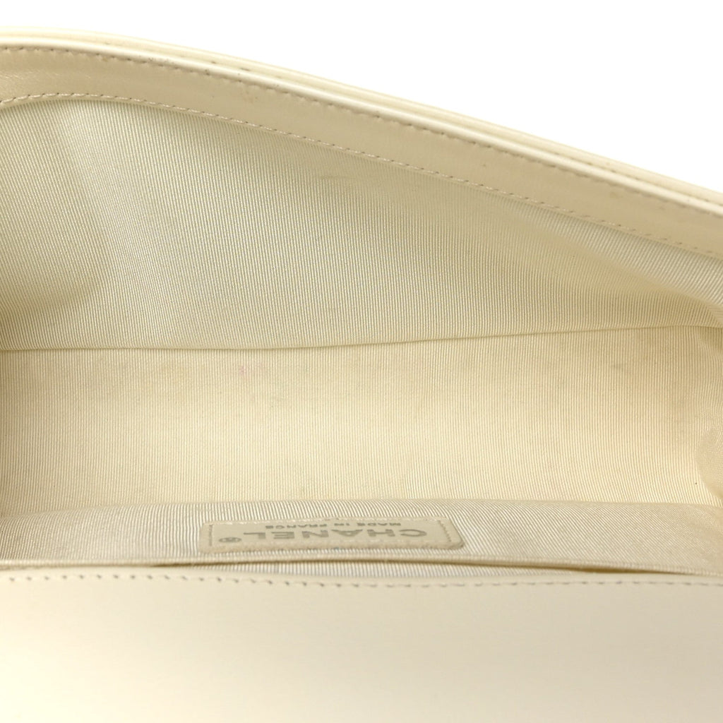 Calfskin Quilted Medium Boy Flap White