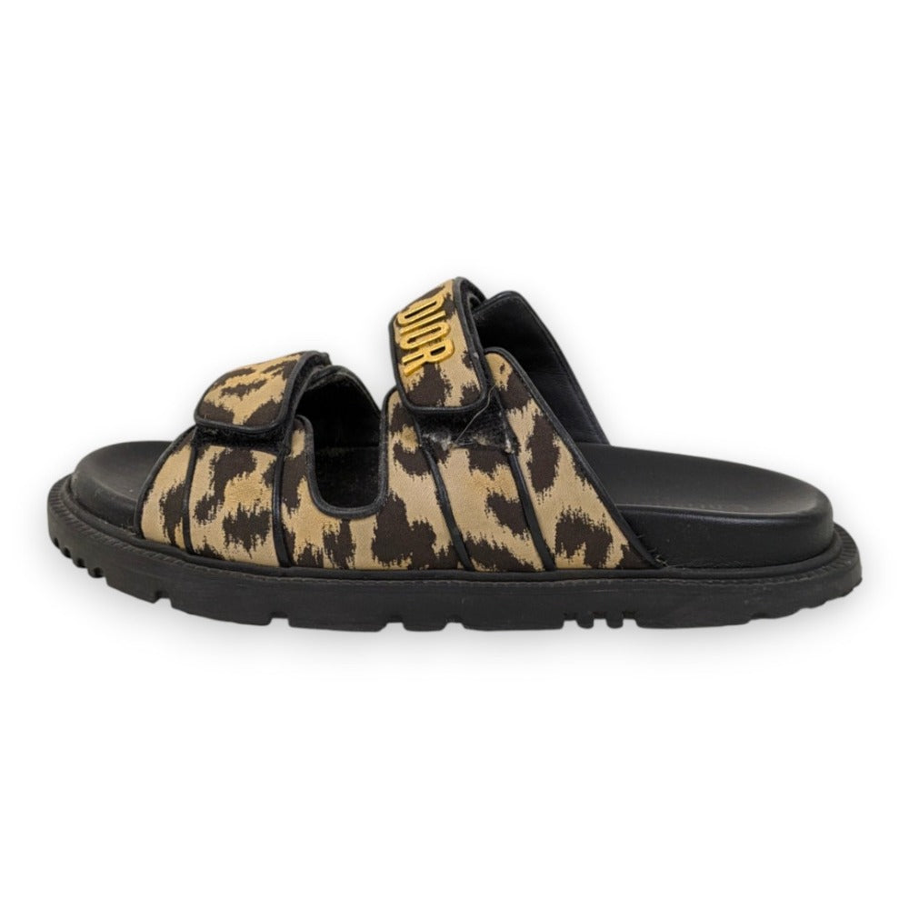 Christian Dior DIORACT Leopard Slide Sandals