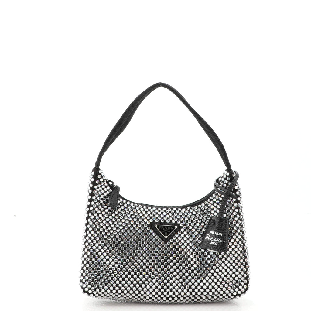 Re-Edition 2000 Hobo Crystal Embellished Satin Mini