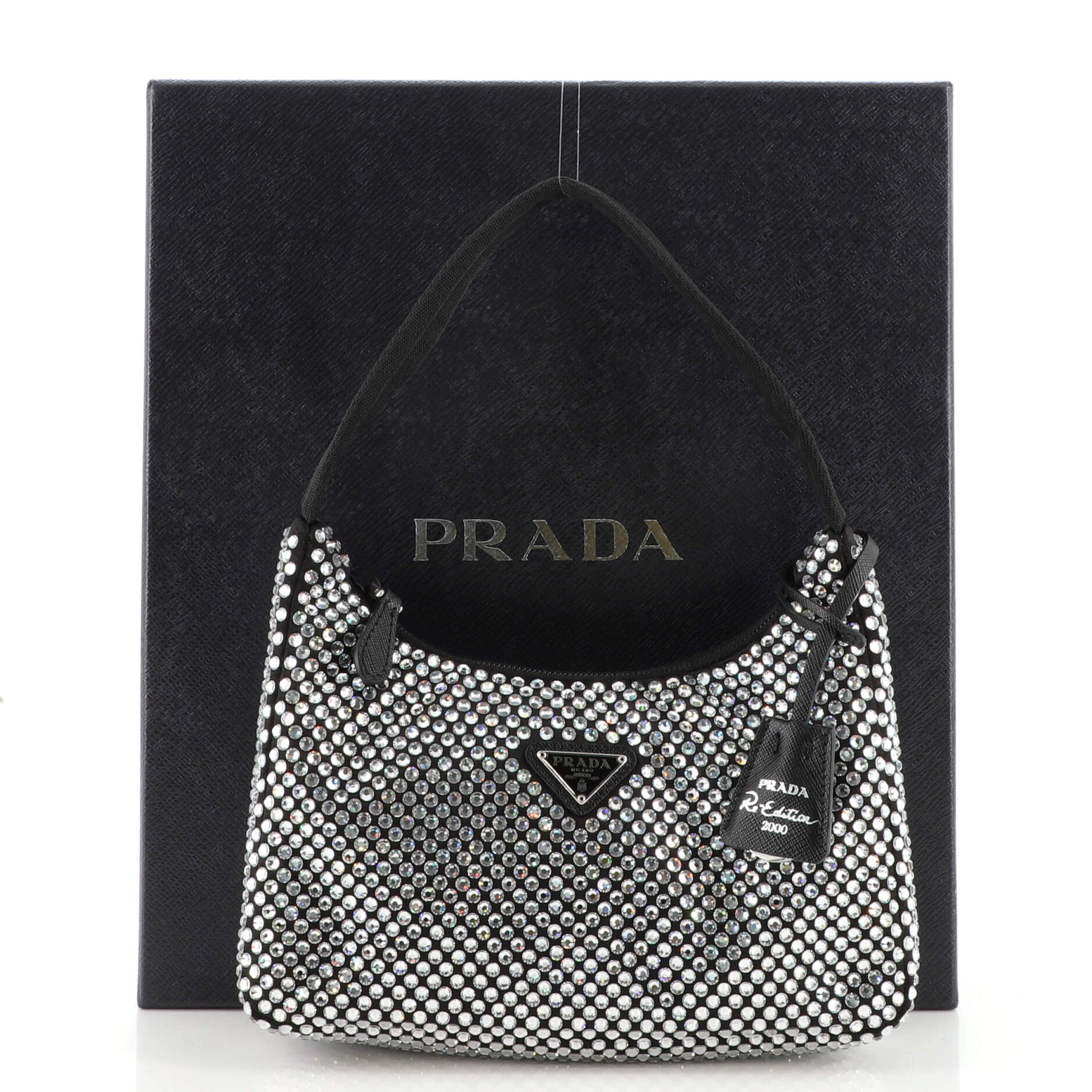 Re-Edition 2000 Hobo Crystal Embellished Satin Mini