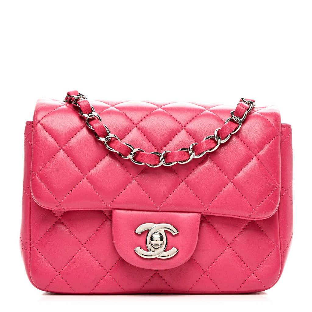 Lambskin Quilted Mini Square Flap Pink