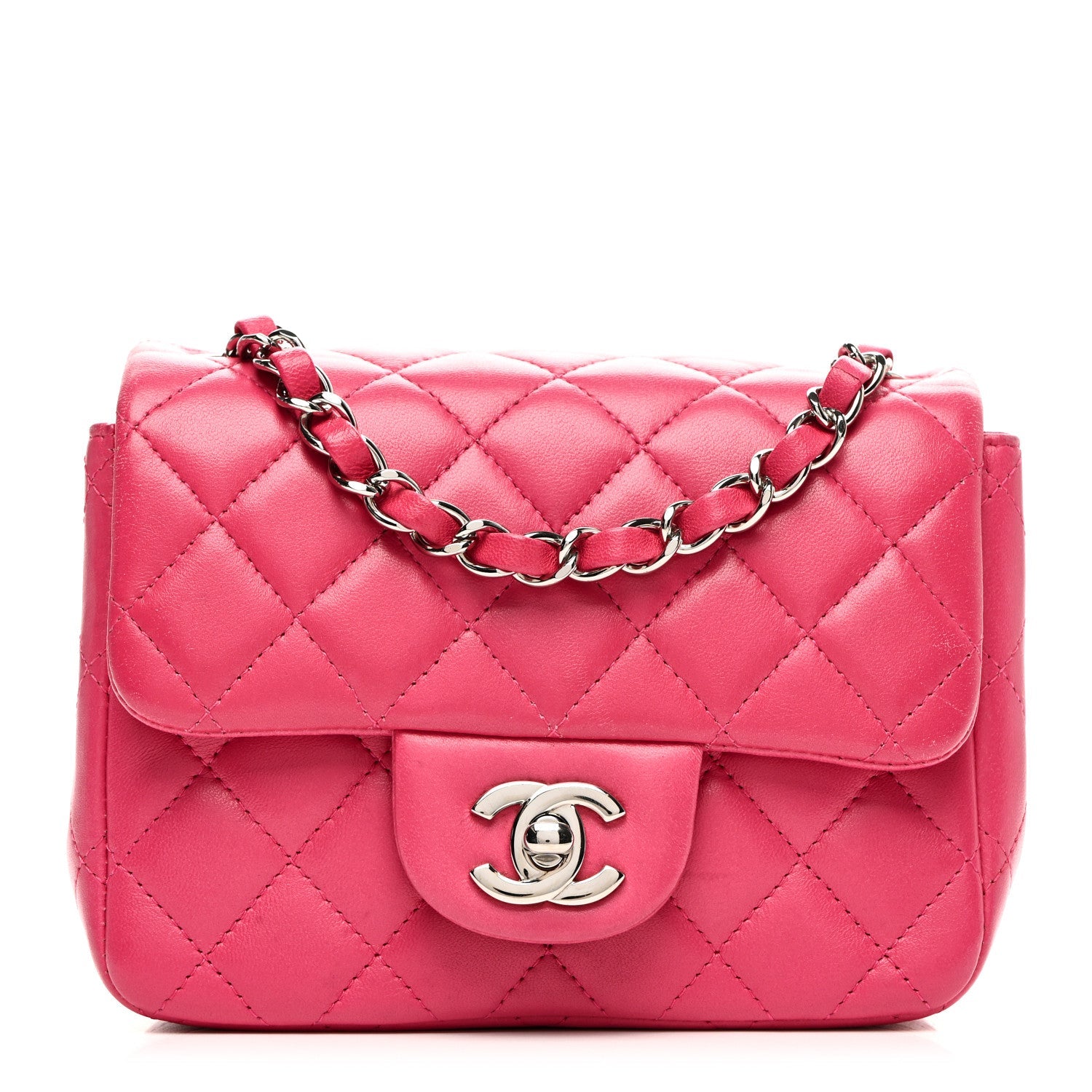 Lambskin Quilted Mini Square Flap Pink