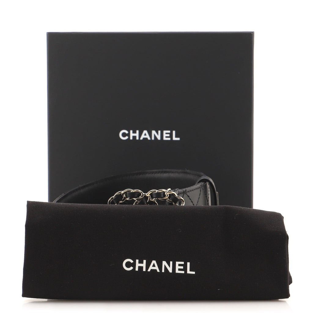 Woven Chain CC Buckle Belt Quilted Leather Medium 75