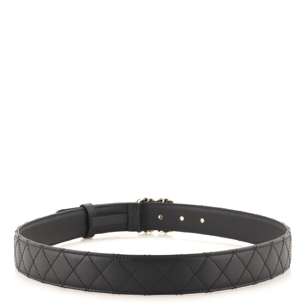 Woven Chain CC Buckle Belt Quilted Leather Medium 75