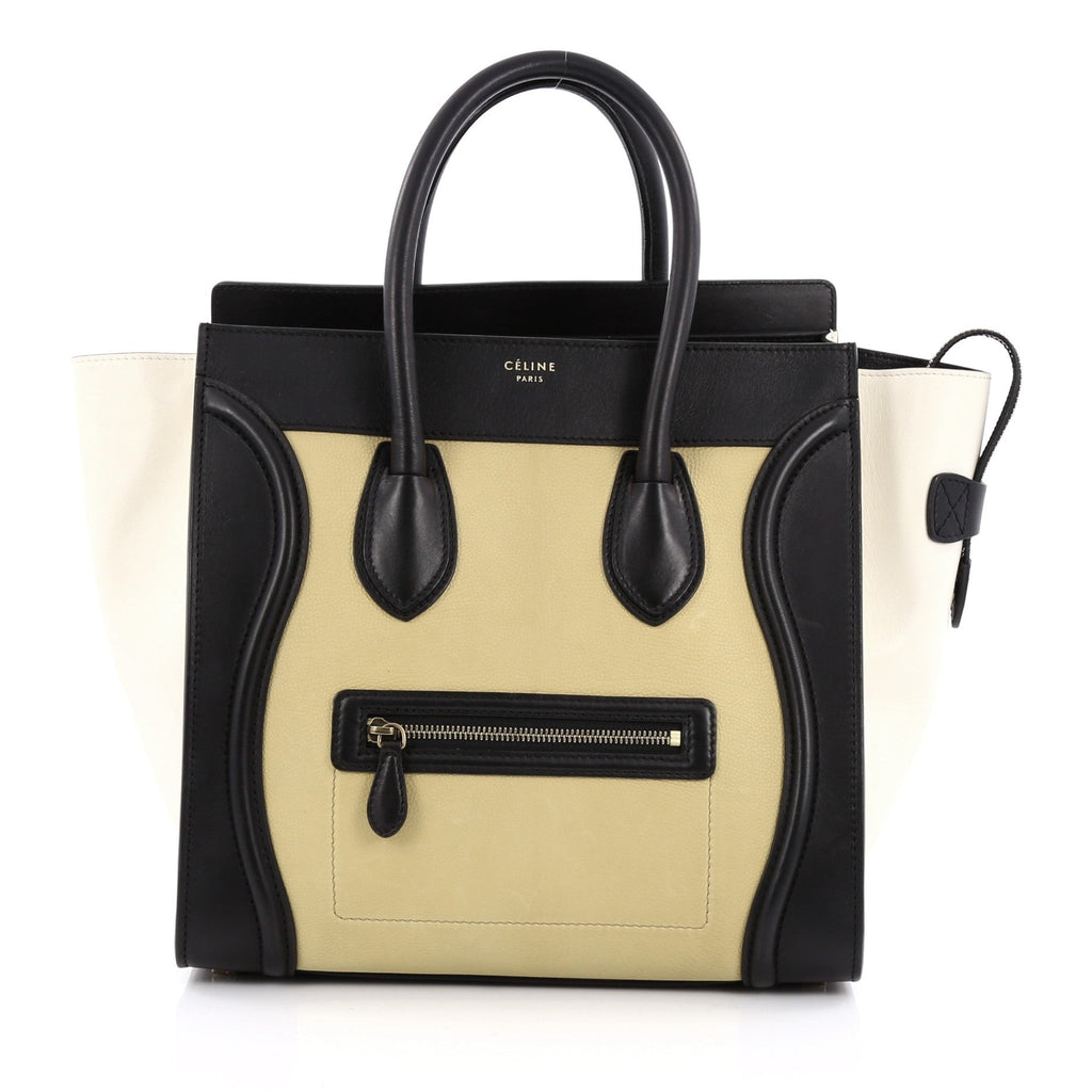 Tricolor Luggage Handbag Leather Mini