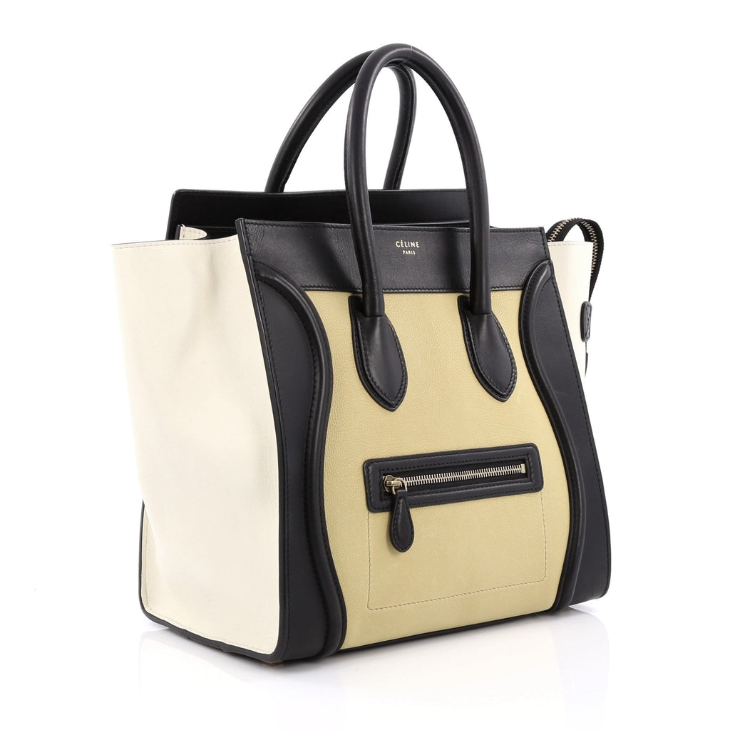 Tricolor Luggage Handbag Leather Mini