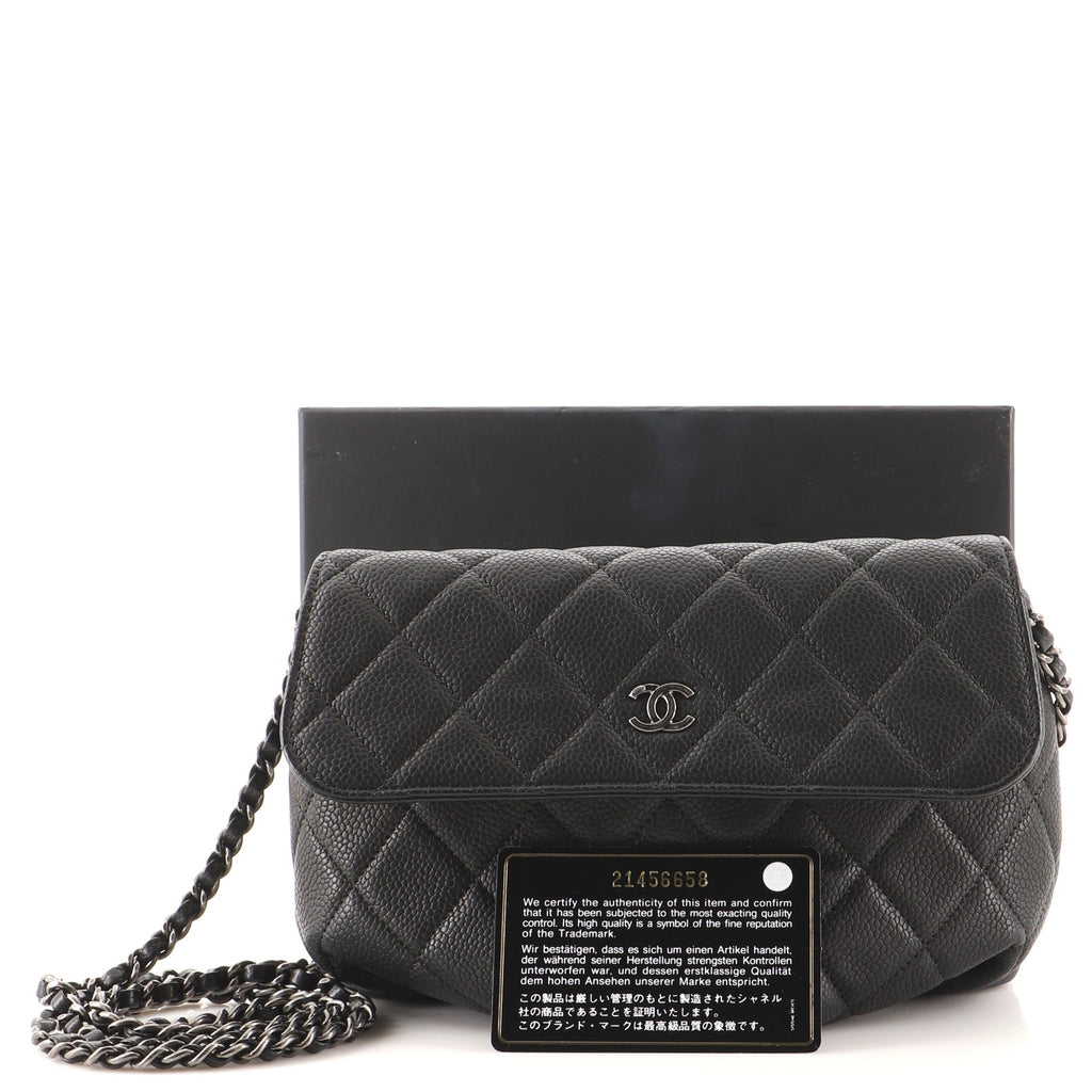 CC Chain Compartment Flap Bag Quilted Caviar Mini