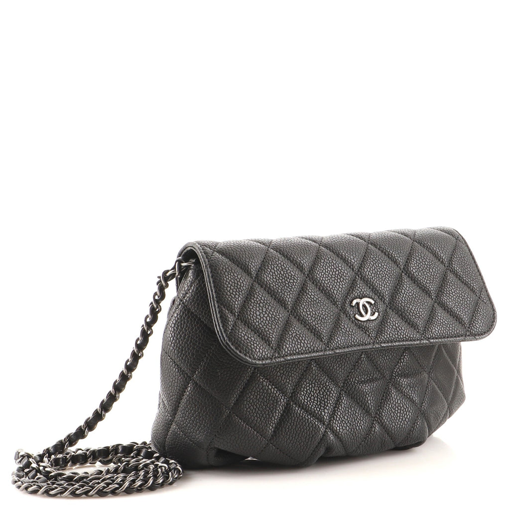 CC Chain Compartment Flap Bag Quilted Caviar Mini