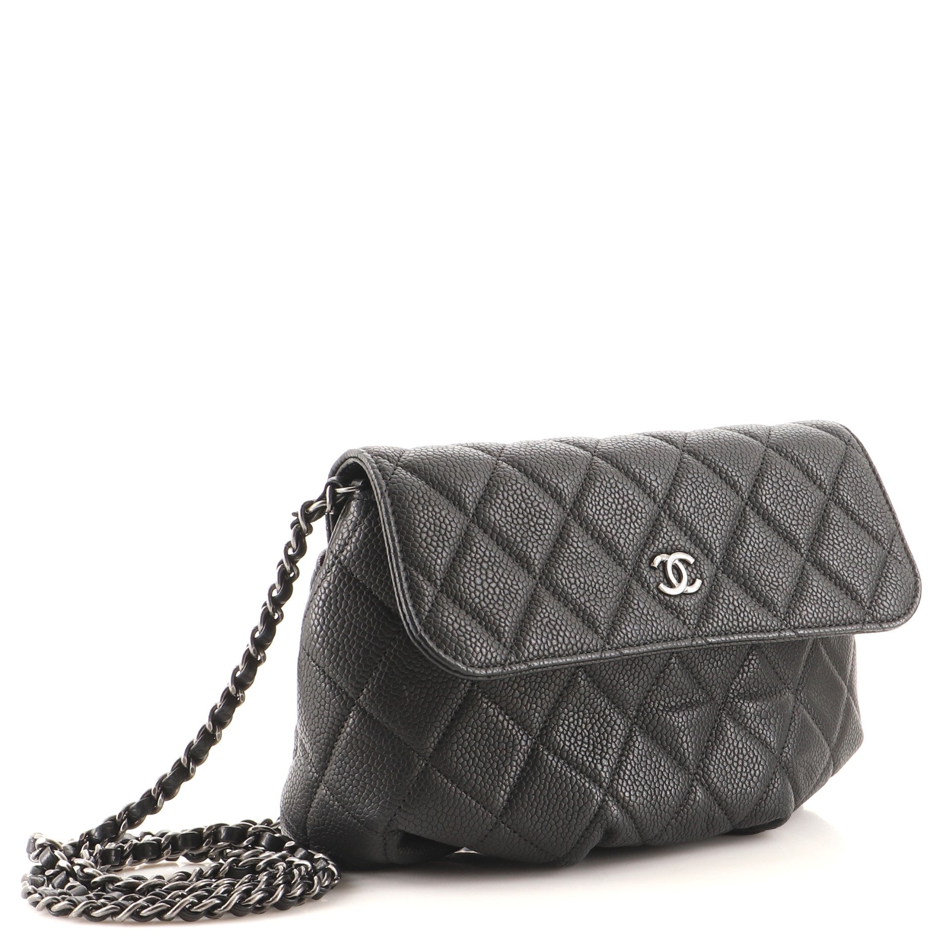 CC Chain Compartment Flap Bag Quilted Caviar Mini
