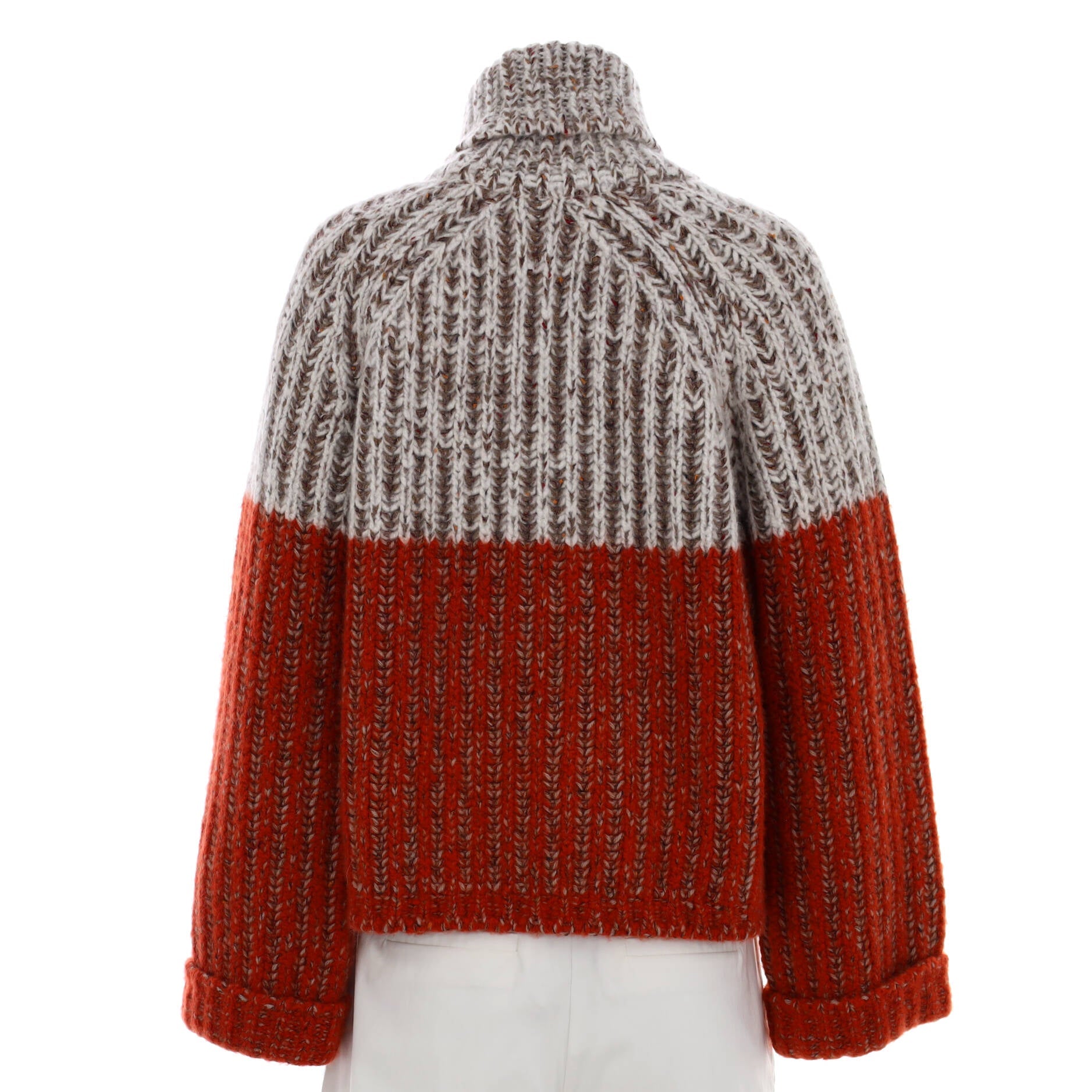Women's Bicolor Knit Turtleneck Cashmere Blend