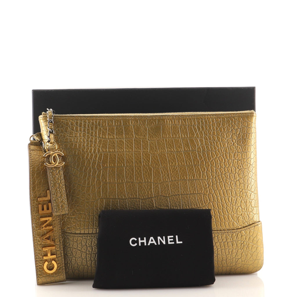 Gabrielle O Case Clutch Crocodile Embossed Calfskin Medium