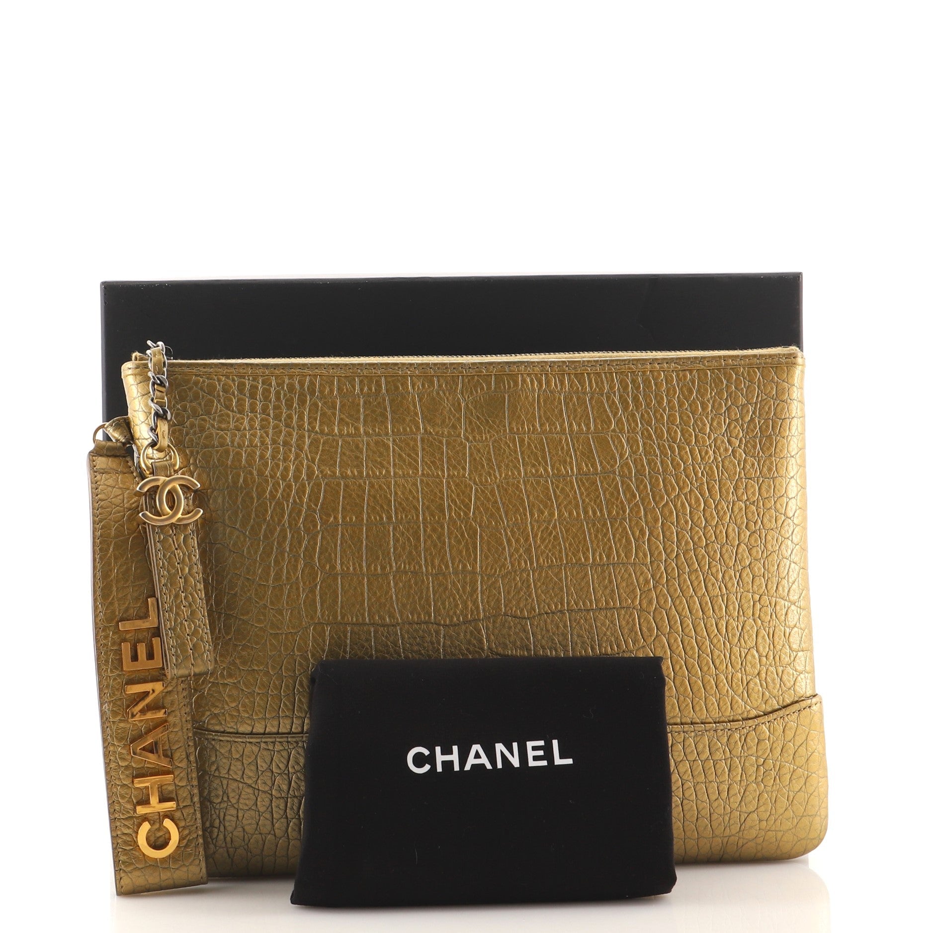 Gabrielle O Case Clutch Crocodile Embossed Calfskin Medium